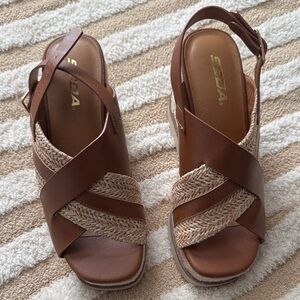 Soda Women's Brown Wedge Sandals